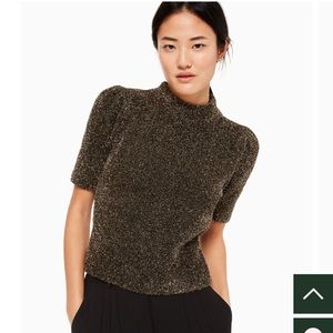 Kate Spade black short-sleeve metallic sweater